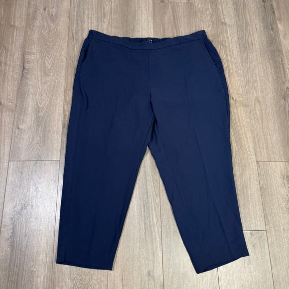 J.Crew Jamie Pants WMNS 22 Plus Navy Blue Elastic Waist High-Rise Slant Pockets - Picture 3 of 7